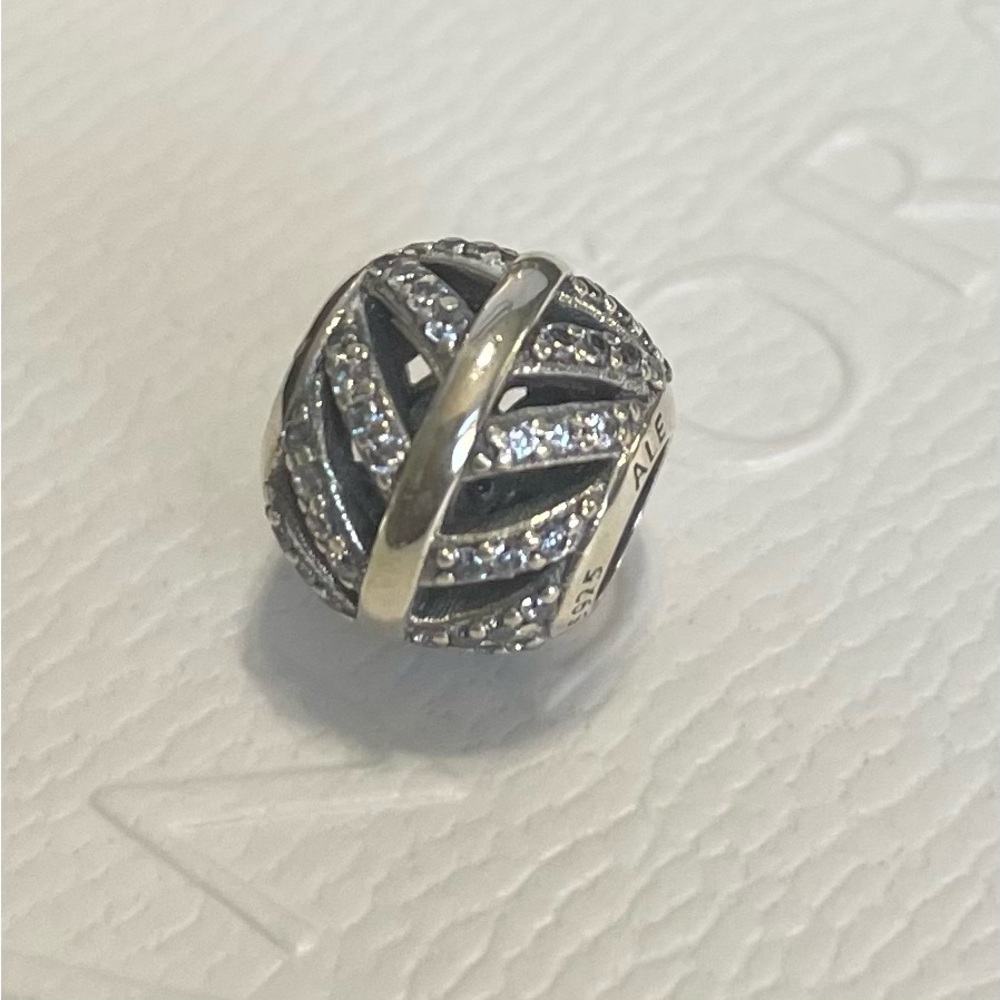 Pandora CZ Feather Path And Direction Charm RARE RETIRED